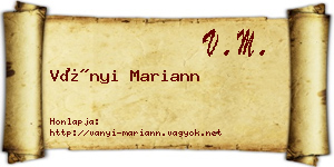 Ványi Mariann névjegykártya