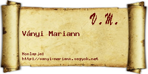 Ványi Mariann névjegykártya
